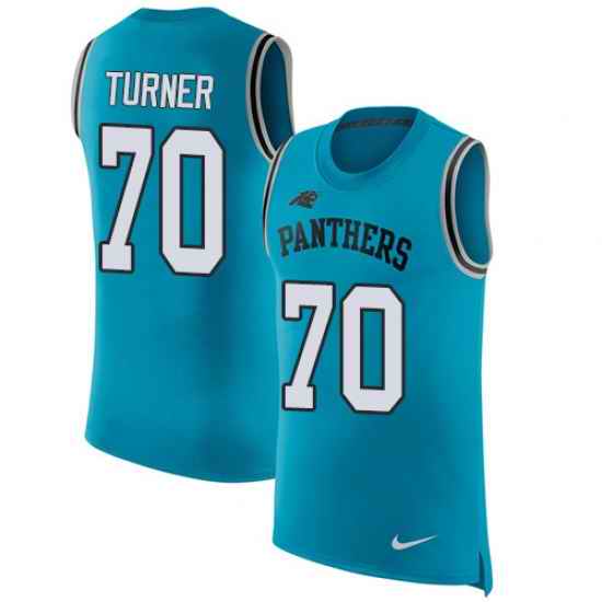 Nike Panthers #70 Trai Turner Blue Alternate Mens Stitched NFL Limited Rush Tank Top Jersey